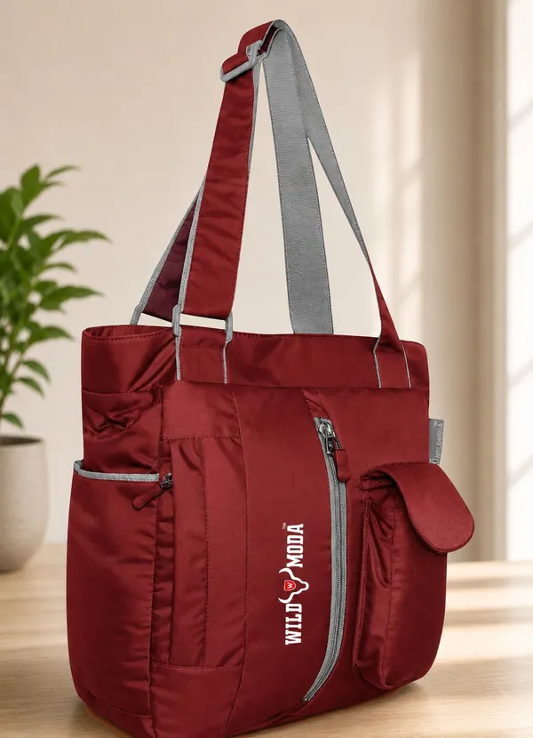 Maroon_Polyester_Solid_Zip_Closure_Shoulder_Bag_For_Women_(36_X_28_Cm)