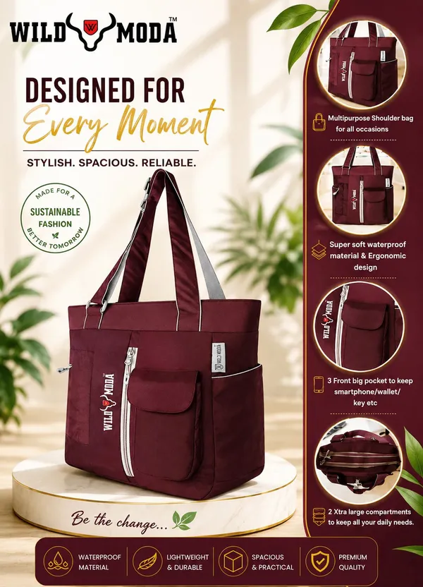 Maroon_Polyester_Solid_Zip_Closure_Shoulder_Bag_For_Women_(36_X_28_Cm)