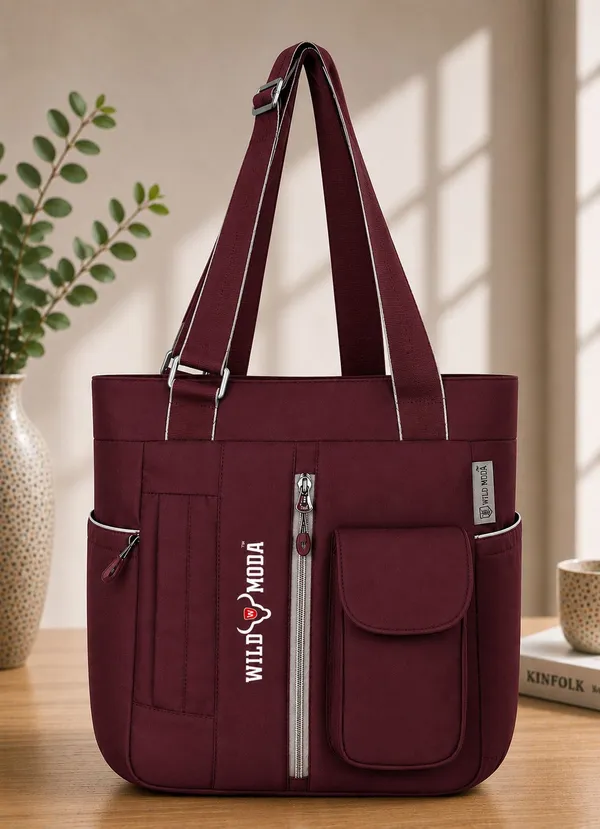 Maroon_Polyester_Solid_Zip_Closure_Shoulder_Bag_For_Women_(36_X_28_Cm)