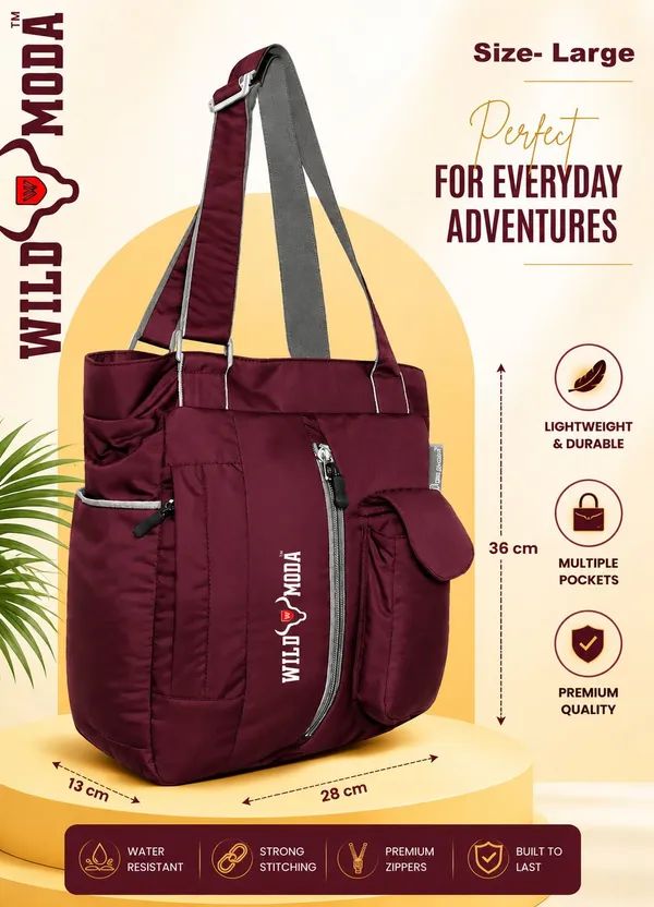 Maroon_Polyester_Solid_Zip_Closure_Shoulder_Bag_For_Women_(36_X_28_Cm)