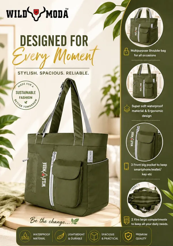 Green_Polyester_Solid_Zip_Closure_Shoulder_Bag_For_Women_(36_X_28_Cm)