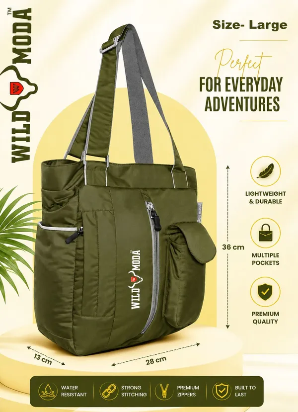 Green_Polyester_Solid_Zip_Closure_Shoulder_Bag_For_Women_(36_X_28_Cm)