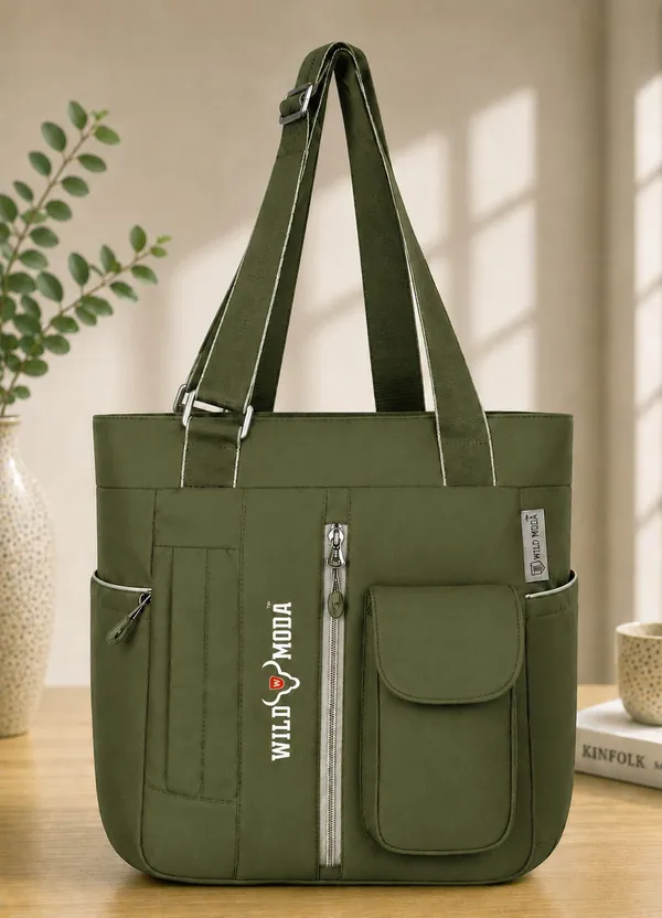 Green_Polyester_Solid_Zip_Closure_Shoulder_Bag_For_Women_(36_X_28_Cm)