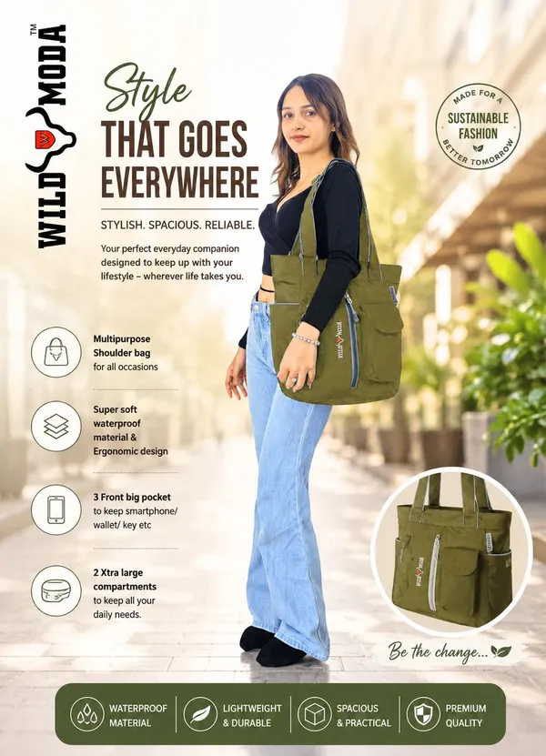 Green_Polyester_Solid_Zip_Closure_Shoulder_Bag_For_Women_(36_X_28_Cm)