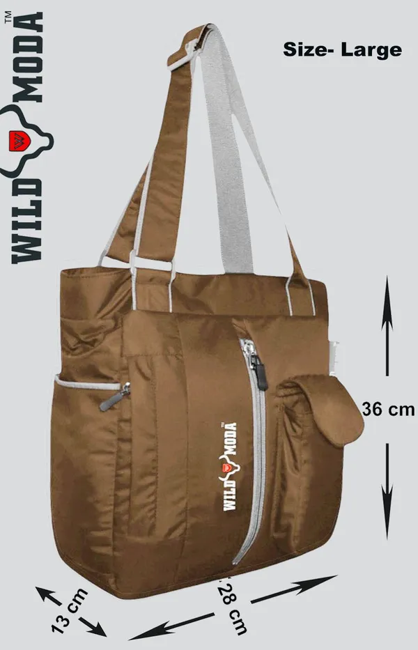 Khaki_Polyester_Solid_Zip_Closure_Shoulder_Bag_For_Women_(36_X_28_Cm)