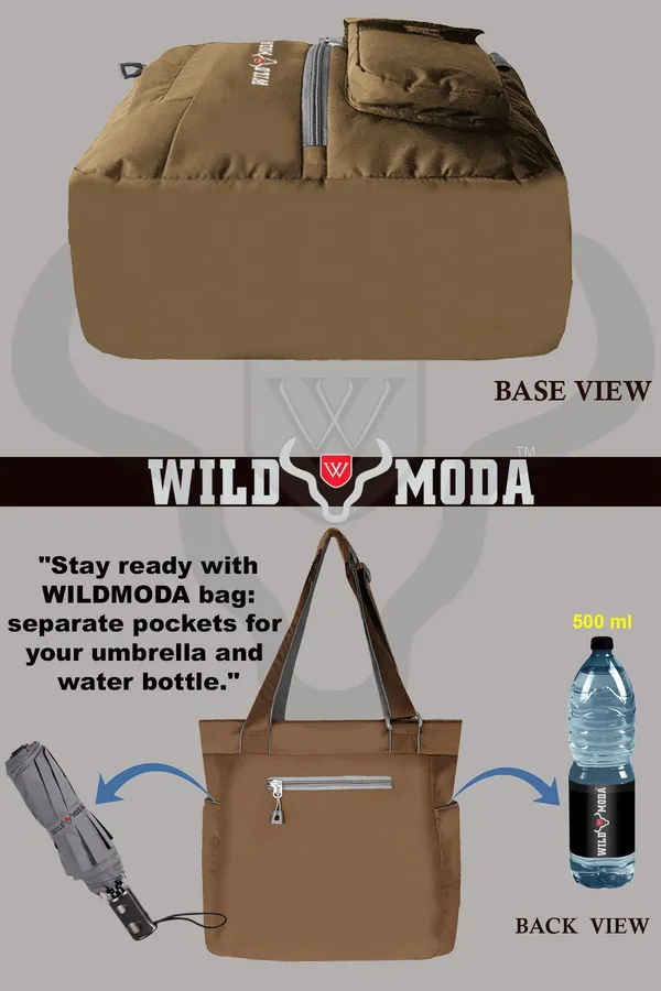 Khaki_Polyester_Solid_Zip_Closure_Shoulder_Bag_For_Women_(36_X_28_Cm)