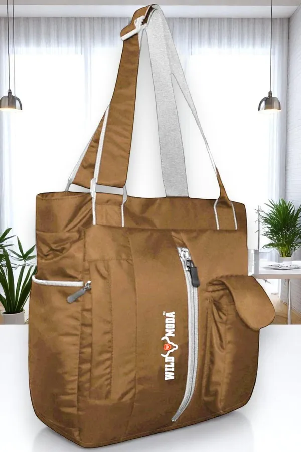 Khaki_Polyester_Solid_Zip_Closure_Shoulder_Bag_For_Women_(36_X_28_Cm)