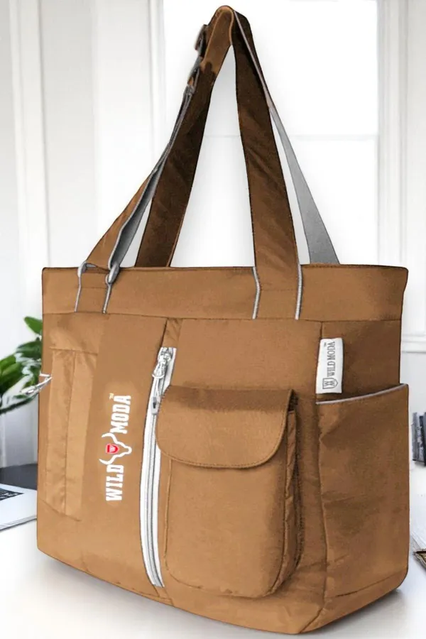Khaki_Polyester_Solid_Zip_Closure_Shoulder_Bag_For_Women_(36_X_28_Cm)