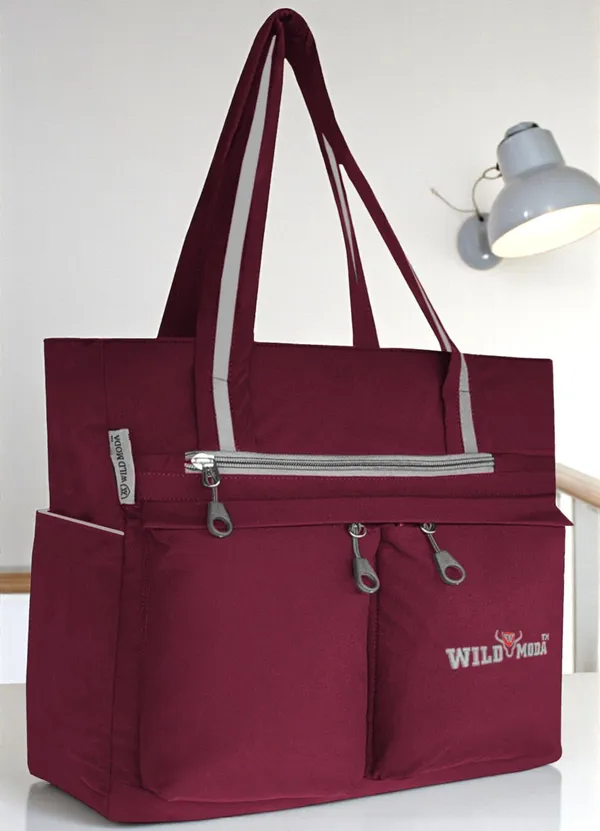 Maroon_Polyester_Zip_Closure_Shoulder_Bag_For_Women_(34_X_32_Cm)