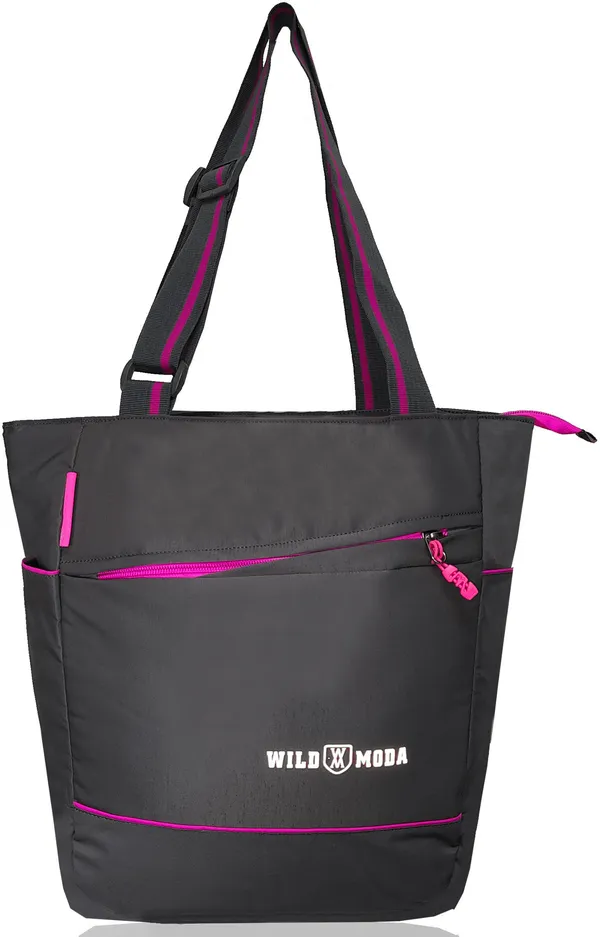 Grey_&_Pink_Polyester_Solid_Zip_Closure_Shoulder_Bag_For_Women_(36_X_32_Cm)