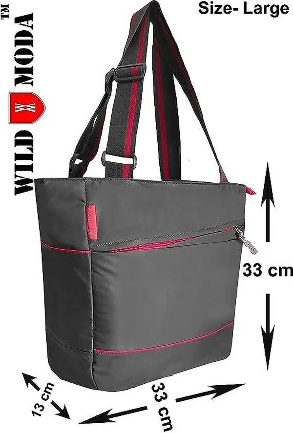 Grey_&_Pink_Polyester_Solid_Zip_Closure_Shoulder_Bag_For_Women_(36_X_32_Cm)