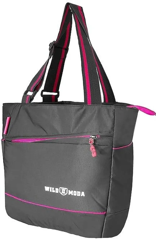 Grey_&_Pink_Polyester_Solid_Zip_Closure_Shoulder_Bag_For_Women_(36_X_32_Cm)