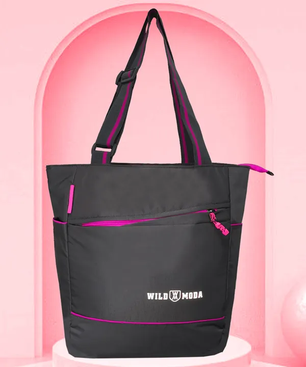 Grey_&_Pink_Polyester_Solid_Zip_Closure_Shoulder_Bag_For_Women_(36_X_32_Cm)