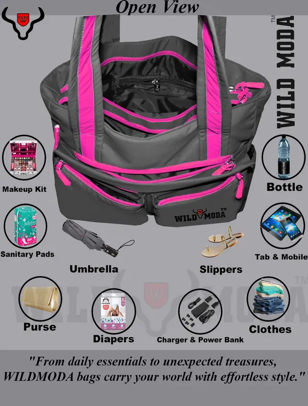 Grey_&_Pink_Polyester_Solid_Zip_Closure_Shoulder_Bag_For_Women_(34_X_32_Cm)