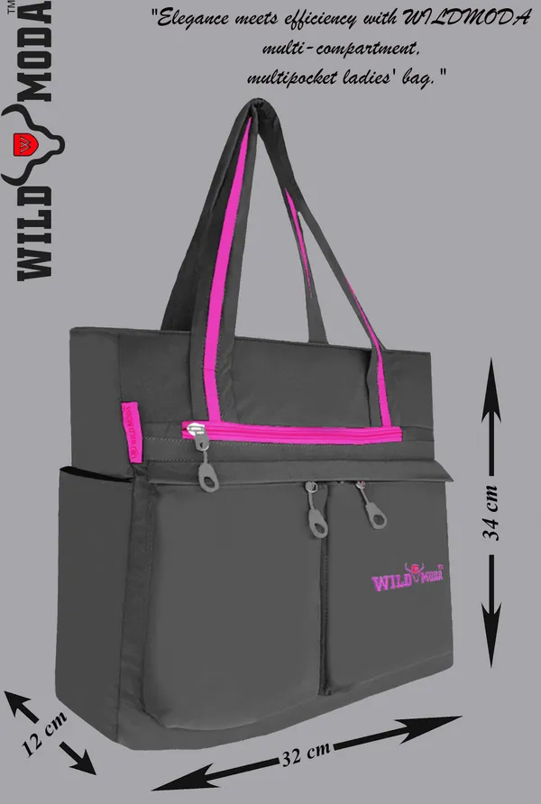 Grey_&_Pink_Polyester_Solid_Zip_Closure_Shoulder_Bag_For_Women_(34_X_32_Cm)