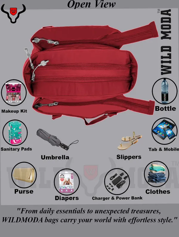 Red_Polyester_Zip_Closure_Shoulder_Bag_For_Women_(35_X_34_Cm)