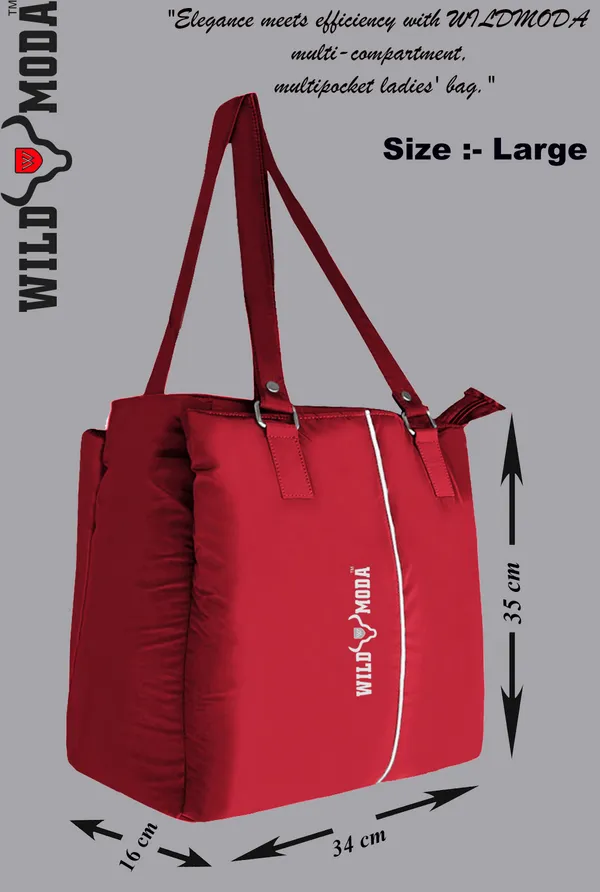 Red_Polyester_Zip_Closure_Shoulder_Bag_For_Women_(35_X_34_Cm)