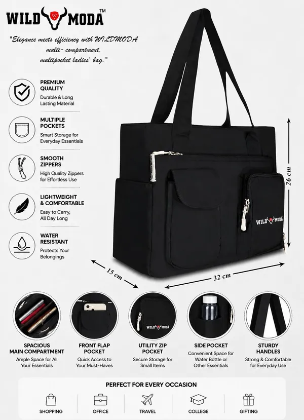 Black_Polyester_Solid_Zip_Closure_Shoulder_Bag_For_Women_(26_X_32_Cm)