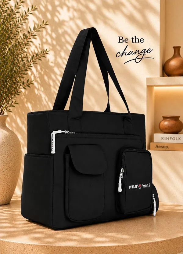 Black_Polyester_Solid_Zip_Closure_Shoulder_Bag_For_Women_(26_X_32_Cm)