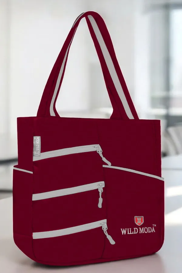 Maroon_Polyester_Solid_Zip_Closure_Shoulder_Bag_For_Women_(36_X_30_Cm)