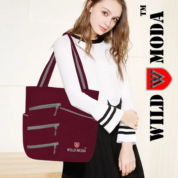 Maroon_Polyester_Solid_Zip_Closure_Shoulder_Bag_For_Women_(36_X_30_Cm)