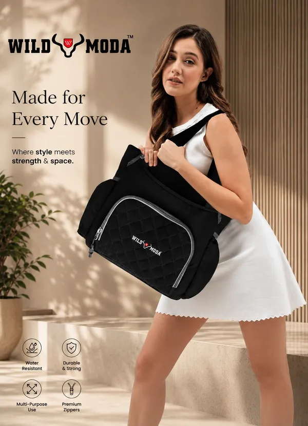 Black_Polyester_Solid_Zip_&_Velcro_Closure_Shoulder_Bag_For_Women_(30_X_32_Cm)