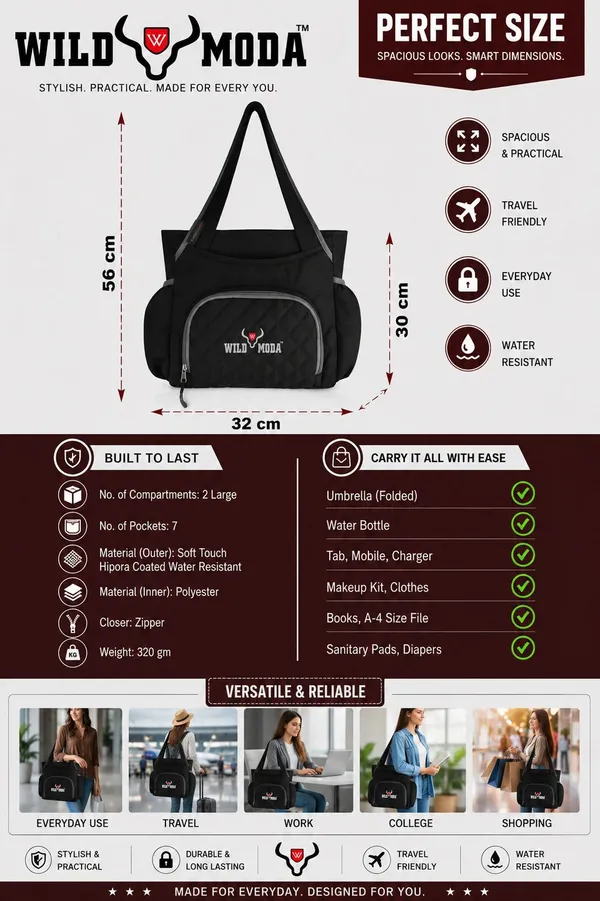 Black_Polyester_Solid_Zip_&_Velcro_Closure_Shoulder_Bag_For_Women_(30_X_32_Cm)