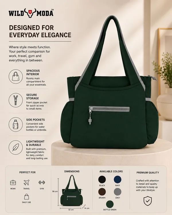 Green_Polyester_Solid_Zip_&_Velcro_Closure_Shoulder_Bag_For_Women_(30_X_32_Cm)