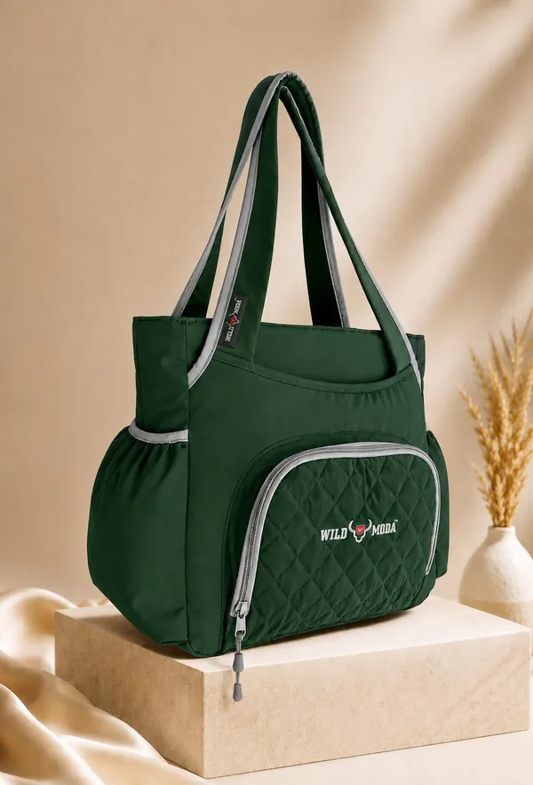 Green_Polyester_Solid_Zip_&_Velcro_Closure_Shoulder_Bag_For_Women_(30_X_32_Cm)