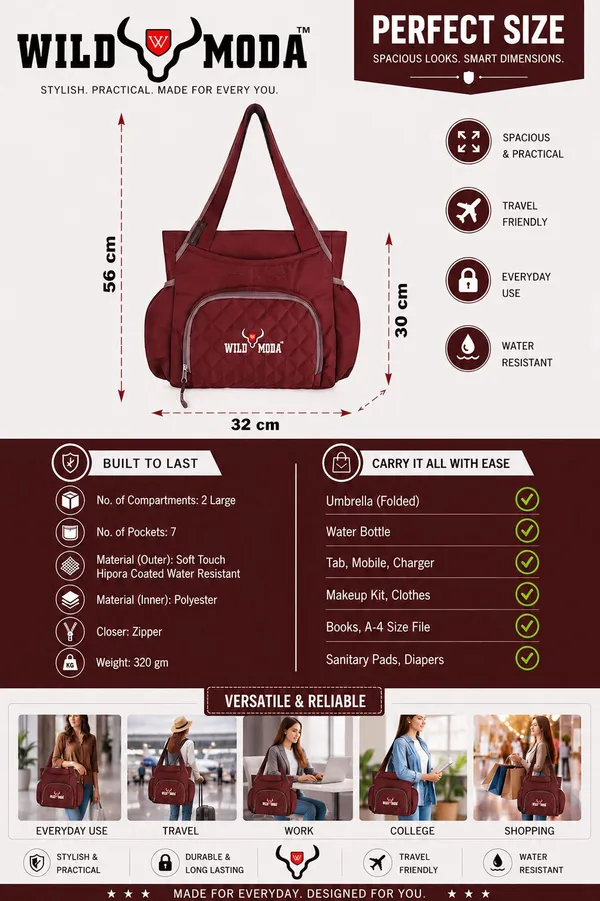 Maroon_Polyester_Zip_&_Velcro_Closure_Shoulder_Bag_For_Women_(30_X_32_Cm)