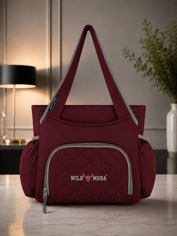 Maroon_Polyester_Zip_&_Velcro_Closure_Shoulder_Bag_For_Women_(30_X_32_Cm)