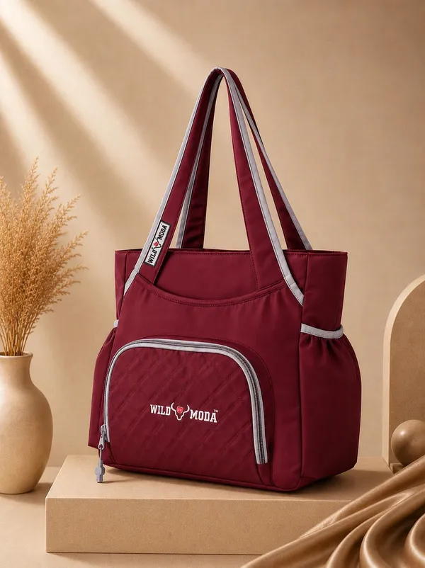 Maroon_Polyester_Zip_&_Velcro_Closure_Shoulder_Bag_For_Women_(30_X_32_Cm)