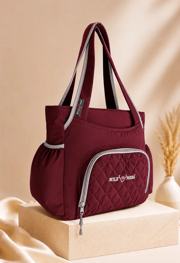 Maroon_Polyester_Zip_&_Velcro_Closure_Shoulder_Bag_For_Women_(30_X_32_Cm)