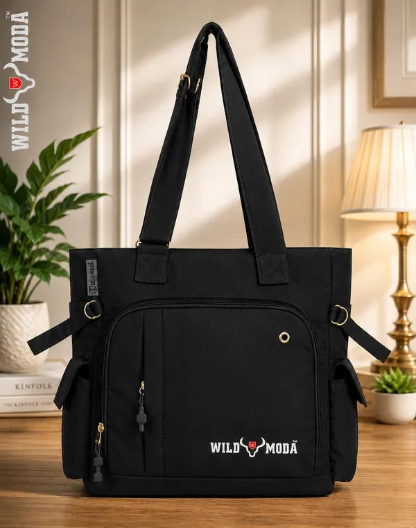 Black_Polyester_Solid_Zip_Closure_Shoulder_Bag_For_Women_(34_X_38_Cm)