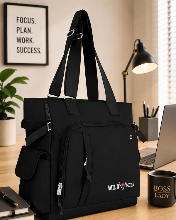 Black_Polyester_Solid_Zip_Closure_Shoulder_Bag_For_Women_(34_X_38_Cm)