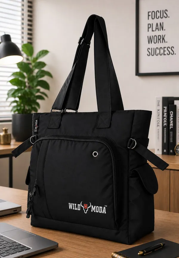 Black_Polyester_Solid_Zip_Closure_Shoulder_Bag_For_Women_(34_X_38_Cm)