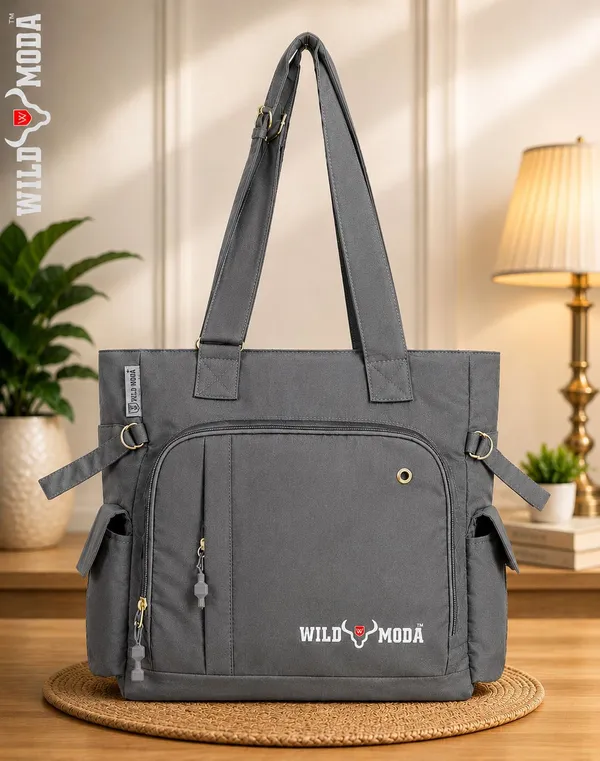 Grey_Polyester_Solid_Zip_Closure_Shoulder_Bag_For_Women_(34_X_38_Cm)
