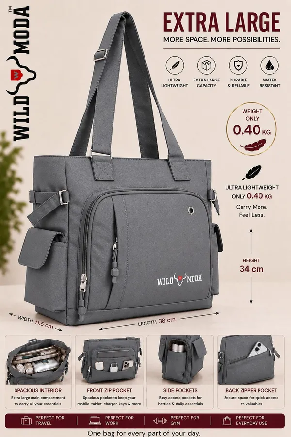 Grey_Polyester_Solid_Zip_Closure_Shoulder_Bag_For_Women_(34_X_38_Cm)