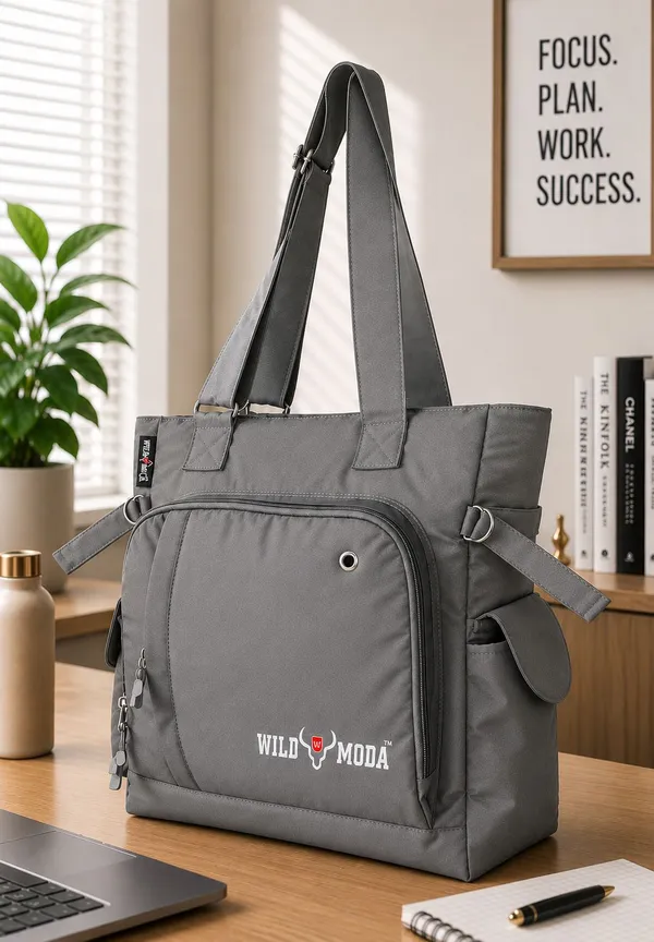 Grey_Polyester_Solid_Zip_Closure_Shoulder_Bag_For_Women_(34_X_38_Cm)