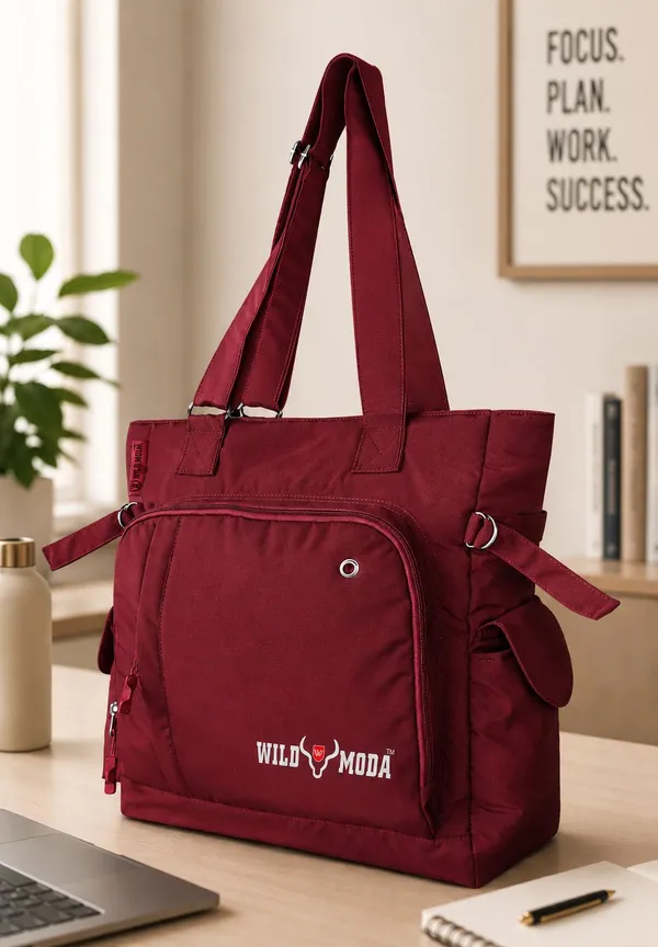 Maroon_Polyester_Solid_Zip_Closure_Shoulder_Bag_For_Women_(34_X_38_Cm)