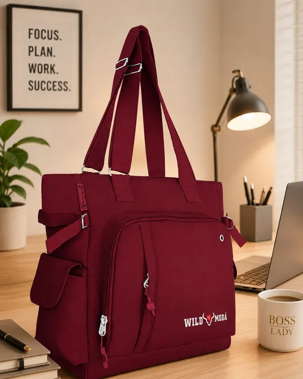 Maroon_Polyester_Solid_Zip_Closure_Shoulder_Bag_For_Women_(34_X_38_Cm)