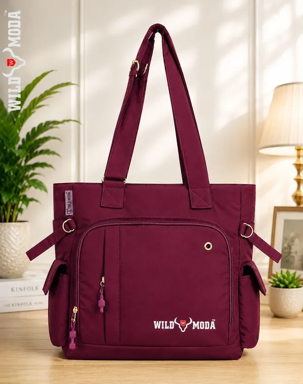 Maroon_Polyester_Solid_Zip_Closure_Shoulder_Bag_For_Women_(34_X_38_Cm)