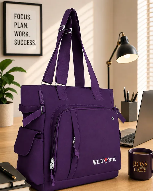 Purple_Polyester_Solid_Zip_Closure_Shoulder_Bag_For_Women_(34_X_38_Cm)