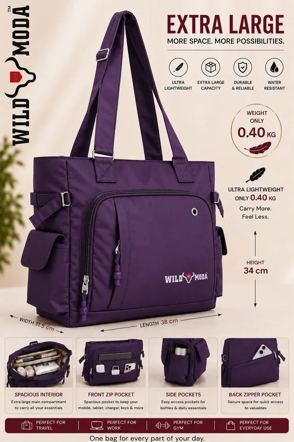 Purple_Polyester_Solid_Zip_Closure_Shoulder_Bag_For_Women_(34_X_38_Cm)