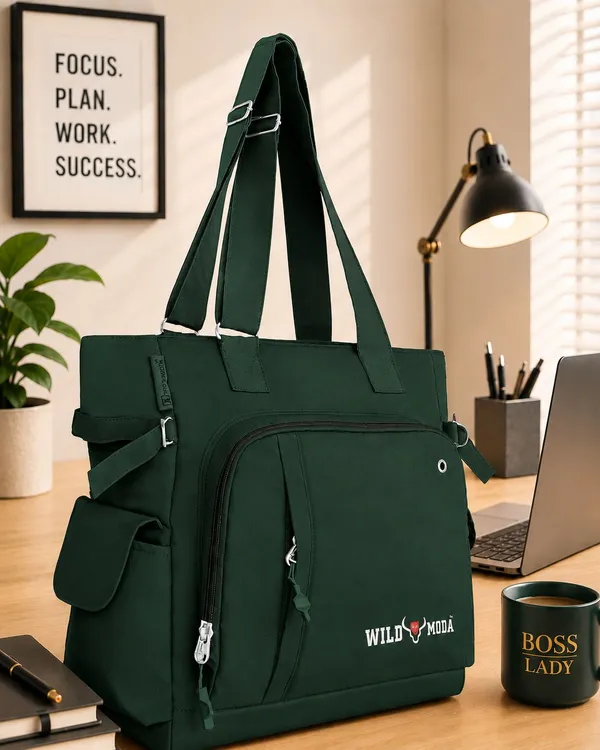 Green_Polyester_Solid_Zip_Closure_Shoulder_Bag_For_Women_(34_X_38_Cm)