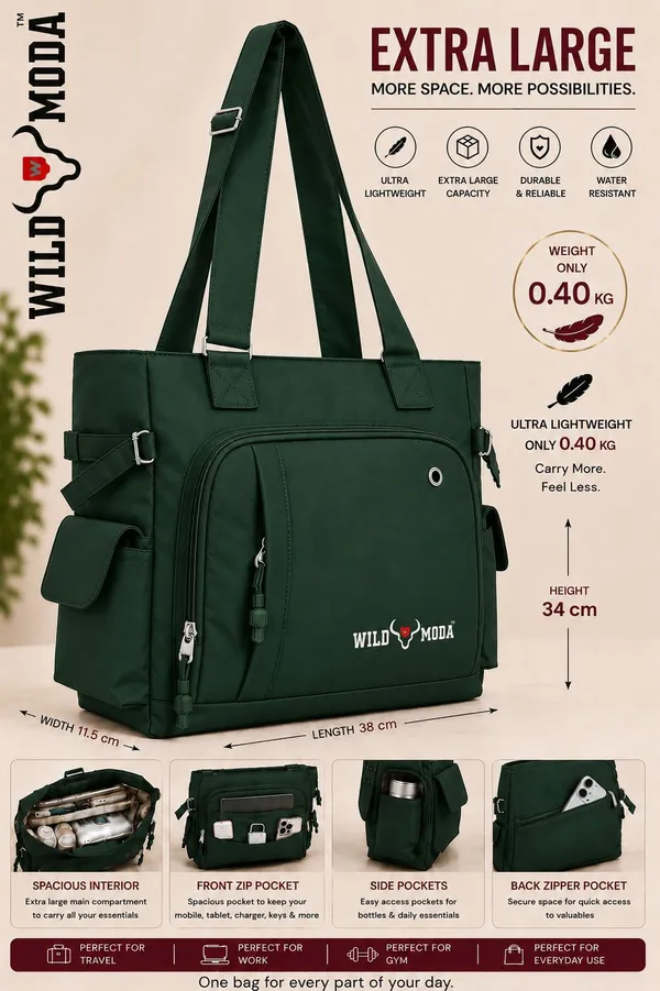 Green_Polyester_Solid_Zip_Closure_Shoulder_Bag_For_Women_(34_X_38_Cm)