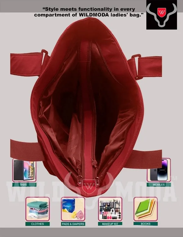 Red_Polyester_Solid_Zip_Closure_Tote_For_Women_(34_X_35_Cm)
