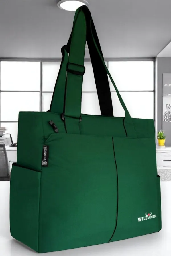 Green_Polyester_Solid_Zip_Closure_Tote_For_Women_(34_X_35_Cm)