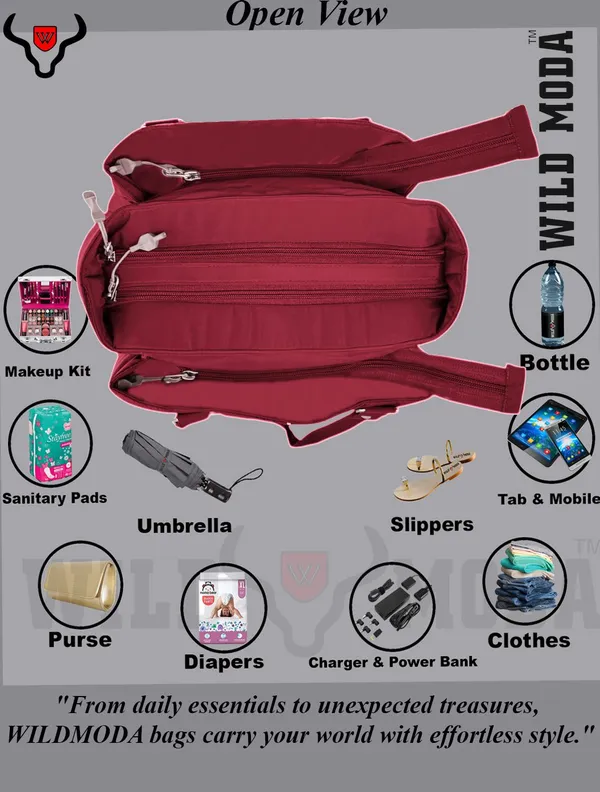 Maroon_Polyester_Zip_Closure_Shoulder_Bag_For_Women_(35_X_34_Cm)