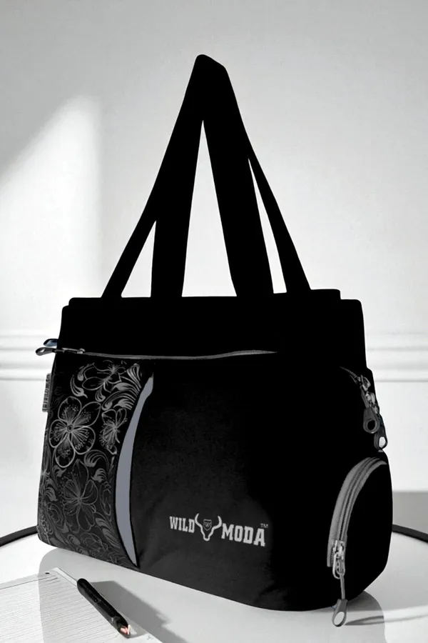Black_&_Grey_Polyester_Printed_Zip_Closure_Shoulder_Bag_For_Women_(27_X_35_Cm)